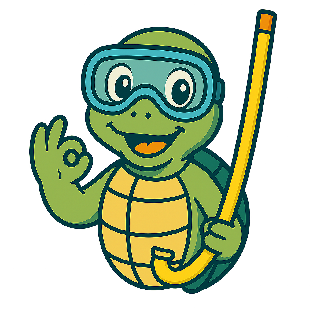 turtle mascot with souvenir snorkel
